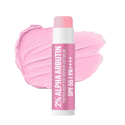 BAKE 2.5% Kojic Acid Mulberry Extract Tinted Butter Brightening Lip Balm SPF 55 PA++++ 24 Hour Moisturization | For Dark, Pigmented, Dry & Flaky Lips | De-Tan Lip Balm - 5g