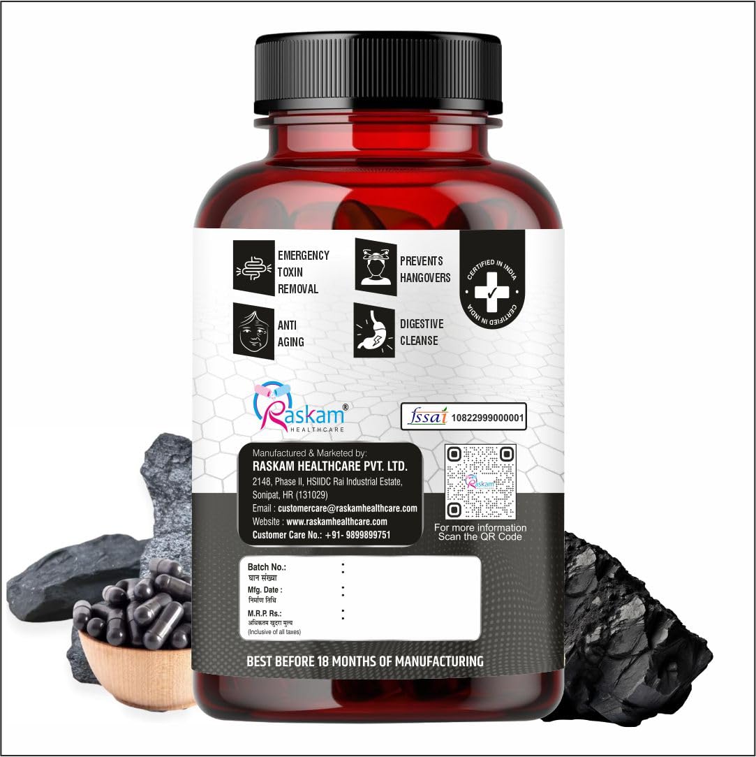 Activated Charcoal 600mg â€“ Natural Detox & Digestive Cleanser | Supports Bloating Relief & Gas | 120 Vegan Tablets