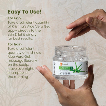 KRISHNA'S HERBAL & AYURVEDA Aloe Vera Gel - 250 G, Pure White Non-Sticky Transparent 3 In 1 Aloe Fresh Soothing Gel For Skin, Body & Hair, Vitamin E Natural Emollients, Dark Spots And Acne
