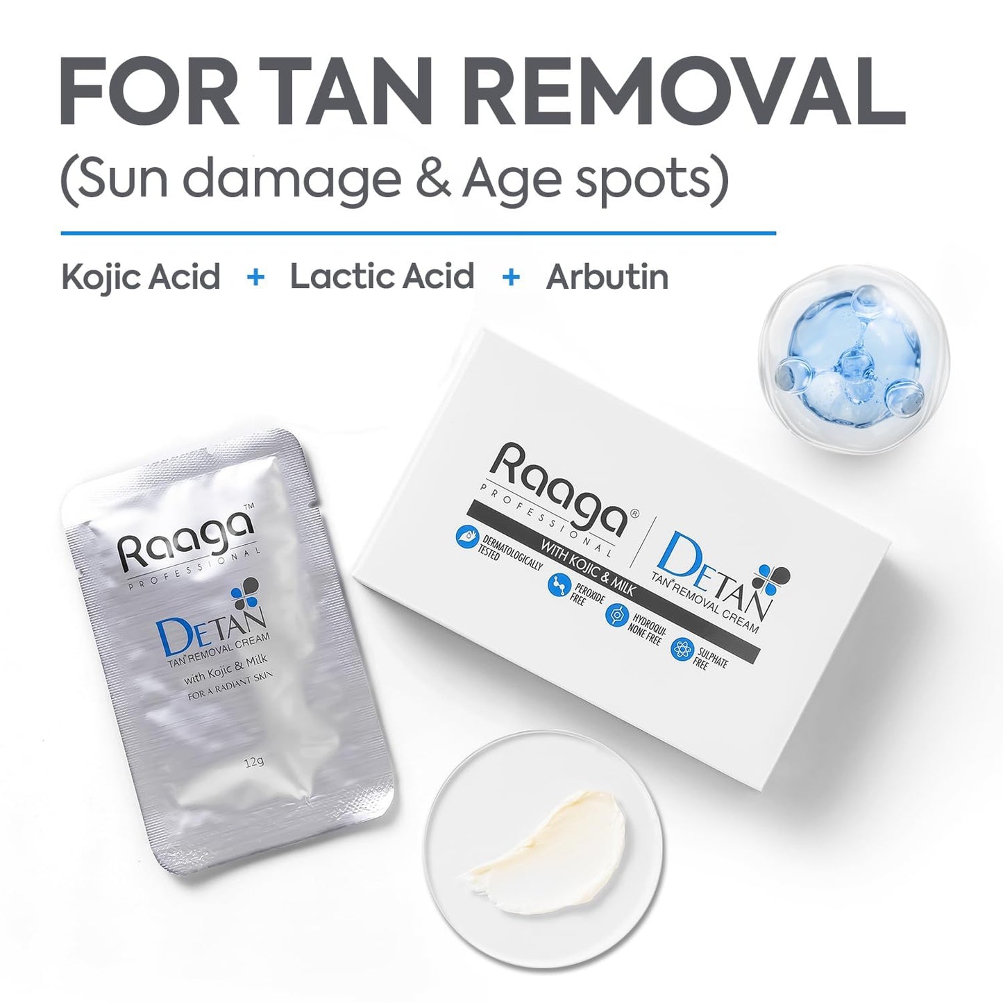 Raaga Professional De-Tan Face Care Combo | Face Wash 100ml + De-Tan Pack 72g | Kojic Acid, Milk, Lactic Acid & Arbutin | Tan Removal & Instant Brightening Kit | For All Skin Types