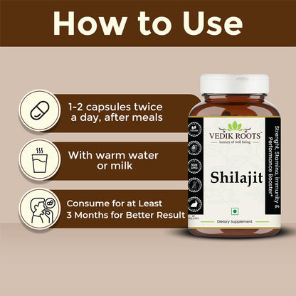 Shilajit Capsules â€“ Natural Support for Energy, Strength & Vitality | Helps Maintain Stamina, Endurance & Wellness | Herbal Supplement | 60 Capsules (Pack Of 1)