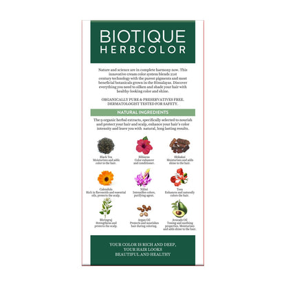 Biotique Herbcolor Conditioning Hair Colour l Ammonia Free Hair Color l 9 Organic Herbal Extracts l Natural and Healthy Shine l 50g + 110ml| Natural Black 1N (Pack of 1)