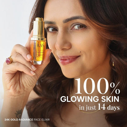 RAS Luxury Oils 24K Gold Radiance Elixir Face Serum for Glowing Skin, Skin Brightening, Reduce Wrinkles, Acne, Dark Spots, Natural & Organic