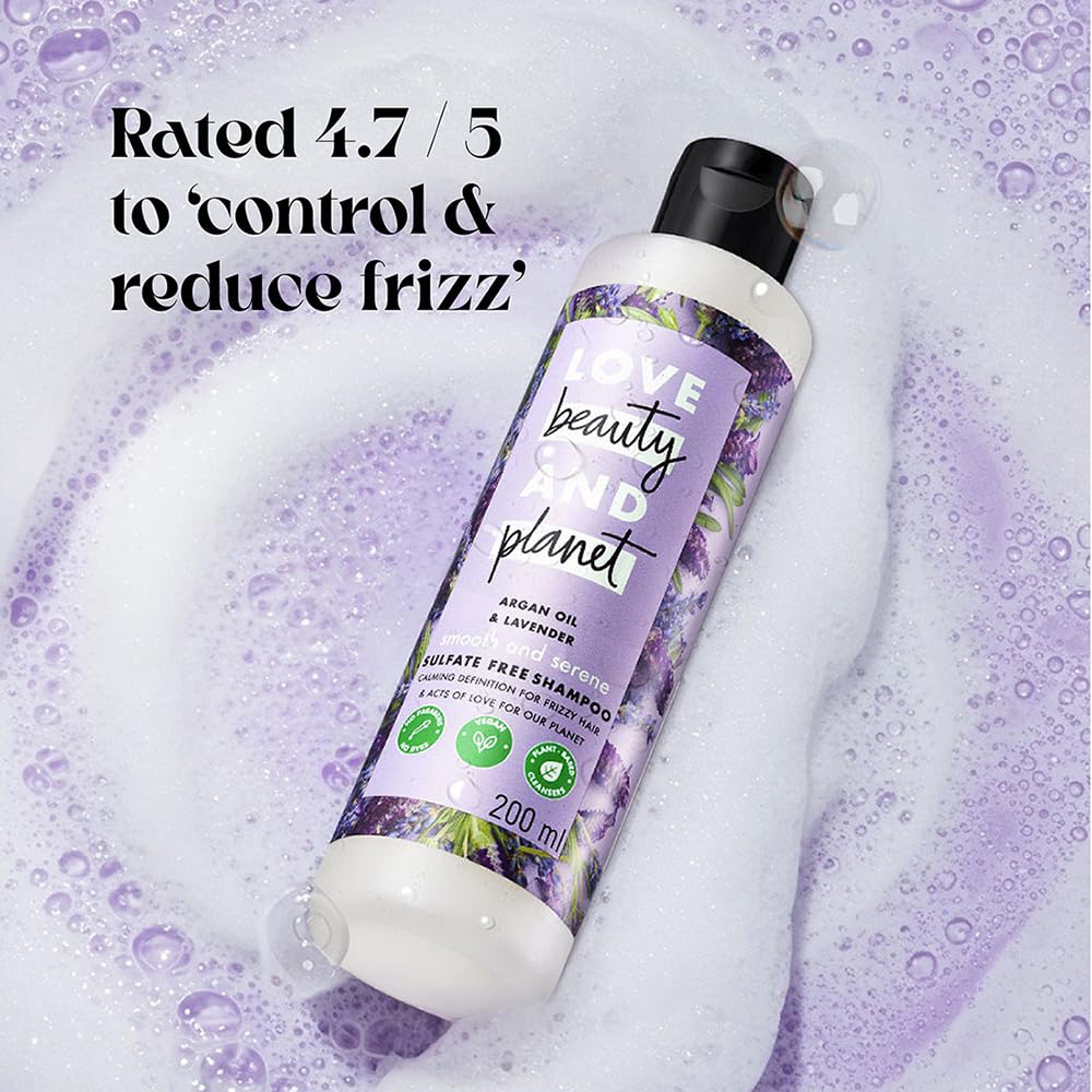 Love Beauty & Planet Argan Oil and Lavender Sulfate Free Smooth and Serene Shampoo|| No Parabens|| No Dyes|| 200ml
