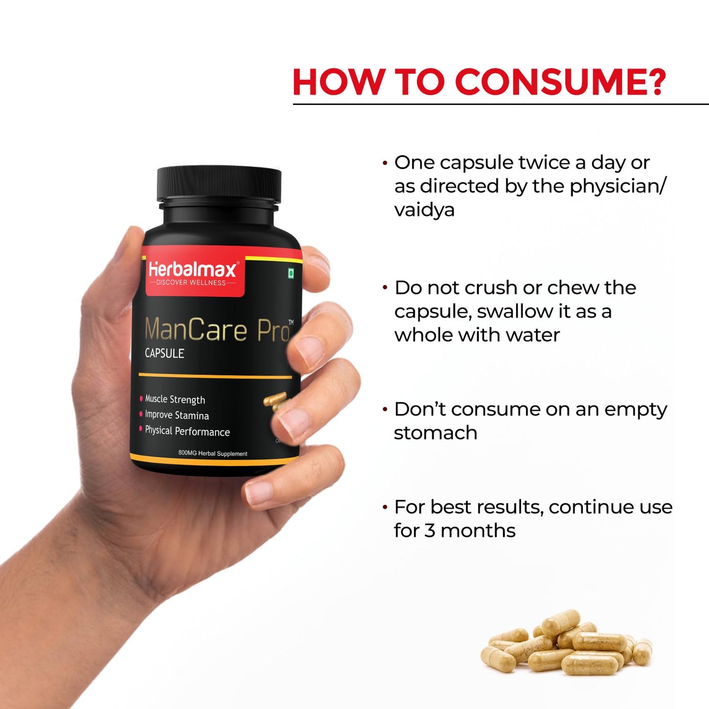 ManCare Pro Capsules for Men â€“ 30 Capsules | With Shilajit, Ashwagandha, Kaunch Beej, Safed Musli & Vaidarikand | Ayurvedic Supplement for Strength, Stamina & Vitality