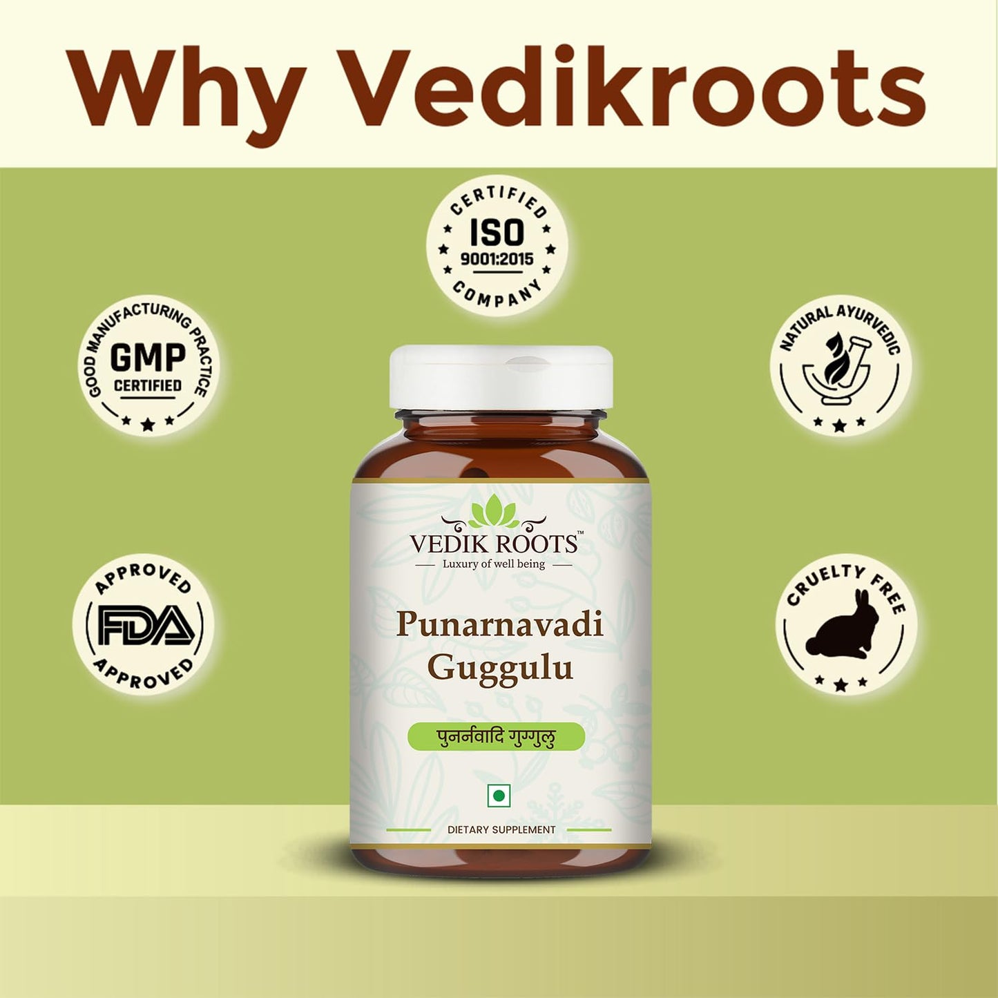 Punarnavadi Guggulu - Natural Diuretic | Promotes Healthy Liver & Kidney Functions | Ayurvedic Supplement For Swelling 60 Tab ((Pack-1))