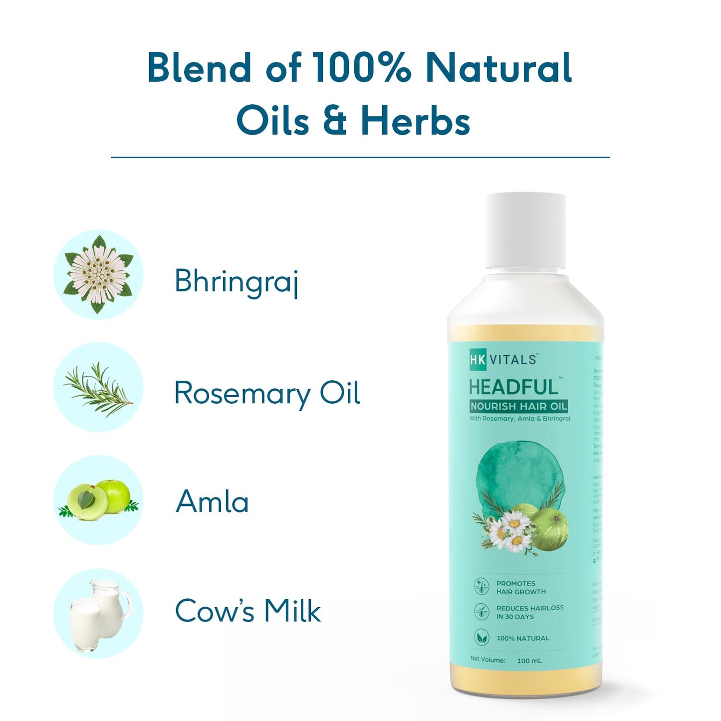 HealthKart HK Vitals Headful Nourish Hair Oil with Rosemary, Amla, Bhringraj (100ml) | For Hair Growth & Hair Fall Control