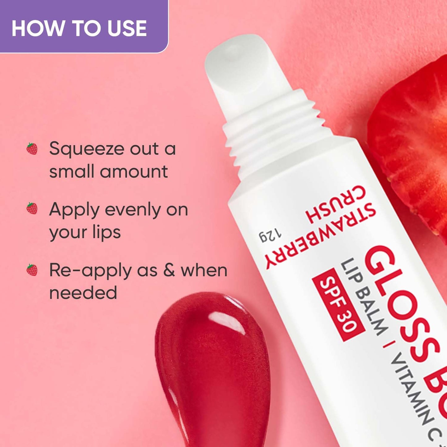 Dot & Key Strawberry Lip Balm (12gm) for Moisturization | Soft and Naturally Pink Lips |Tinted Lip Balm with SPF 30 & Vitamin C + E | Lipbalm for Dry & Dark Lips | Lip Balm for Women