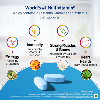 Centrum Men - Multivitamin Tablet for Men | With 23 Vital Nutrients including Zinc, Magnesium, Vitamin B, C, D, Calcium for Energy, Immunity, Muscles and Overall Health | Veg - 50 tablets