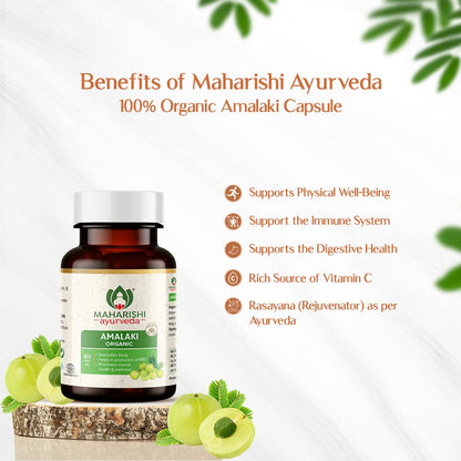 Maharishi Ayurveda Organic Amalaki Capsules 700 MG | Amla Rasayana | Detoxifies Body | Rich In Vitamin C | Boosts Immunity | Improves Digestion (60 Capsules)