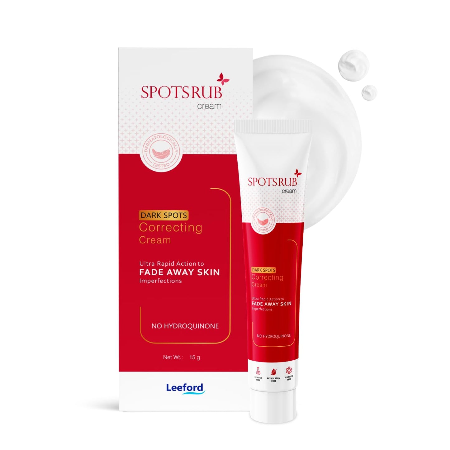 Leeford Spotsrub Face Cream for Women 15g - with 2% Kojic Acid and Vitamin C | Hydroquinone Free | Helps to Remove Pimples and Dark spots