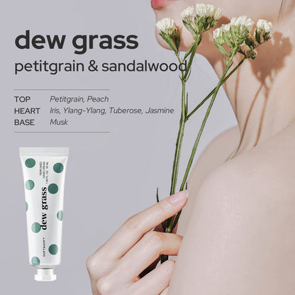 DUFT & DOFT Hand Cream for Dry Cracked Hands â€“Iris, Tuberose, and Sandalwood Scented Lotion - Moisturize Dry Skin and Repair Damaged Skin â€“ Dew Grass Perfumed Hand Cream