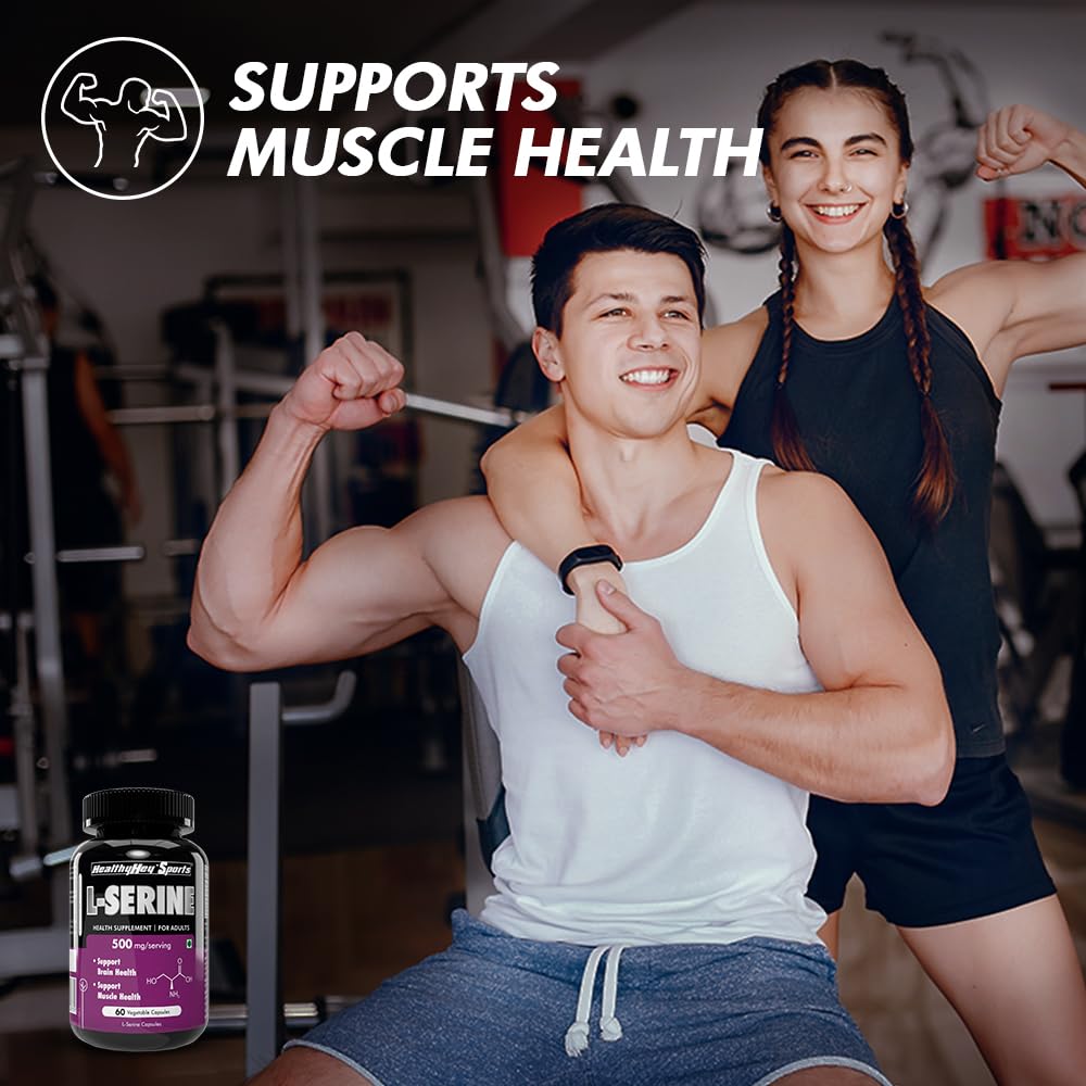 HealthyHey Sports L-Serine - 500mg/Serving - 60 Vegetable Capsules