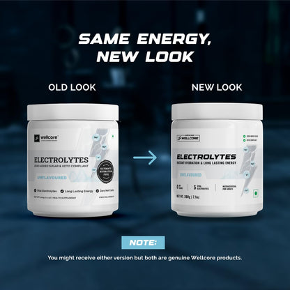Wellcore - Electrolytes (Unflavoured, 200g)| Electrolyte Drink With 5 Vital Electrolytes: Na, Mg, Ca, K, PO4|Sugar Free Electrolyte Powder|Fat Fuel Powered Keto Electrolyte, 1 count, 57 Servings