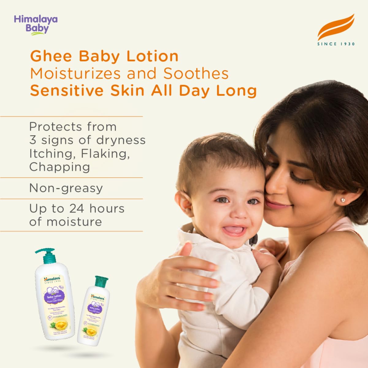 Himalaya Baby Lotion with Pure Cow Ghee 400ml | ph 5.5 | Aloe vera | Safe for newborns | For baby's sensitive skin safe from day 1| No Parabens | No Phthalates | No Mineral Oil | No Synthetic color | Pediatrician evaluated