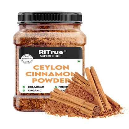 RiTrue - Ceylon Cinnamon Powder (SriLankan) - 200 Gm Cooking, Tea & Baking | Finest Organic Dalchini powder