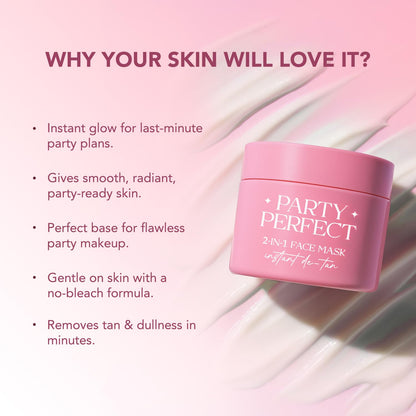 BELLAVITA Party Perfect 2-in-1 Face Mask | Instant Tan Removal | No Bleach Formula | Face Mask for Summer | Instant Brightening | Dark Spot Reduction | For Men & Women | 45 g