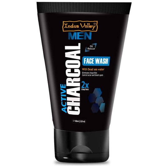 INDUS VALLEY Men 100% Natural Active Charcoal Oil Control Face Wash - (100ml)