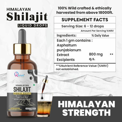 Pure Himalayan Shilajit liquid Drops - 30ml | Rich in Fulvic acid | Natural extract from Himalayas | 100% Pure Shilajit | Boosts Stamina And Energy | Boosts Stamina And Energy