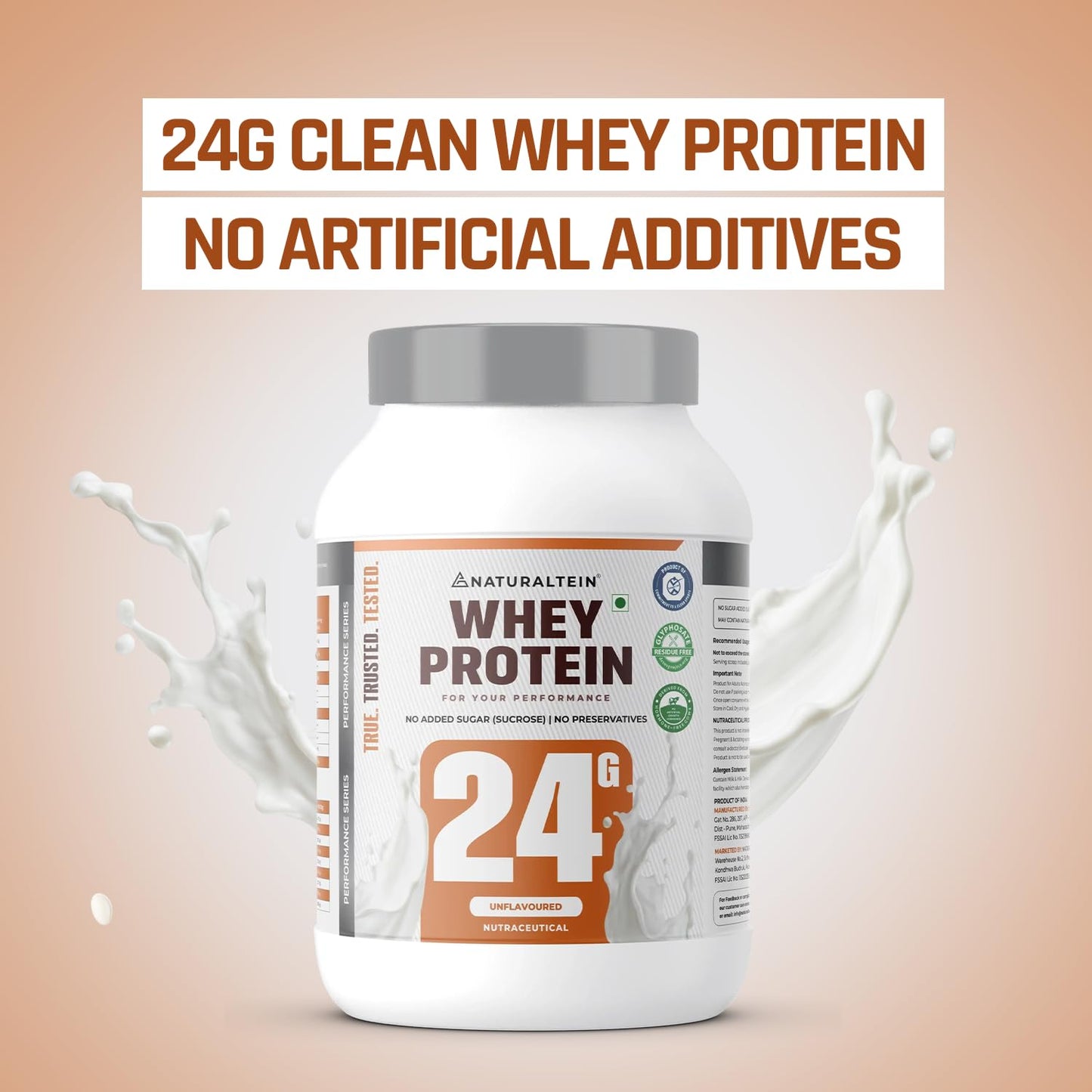 NATURALTEIN Natural Whey Max Protein â€“ 1 kg (Unflavoured) | 24 g Protein per Serving | Naturally Formulated | No Added Sugar | Non-GMO | Soy & Gluten Free | Smooth Mixability & Easy Digestion
