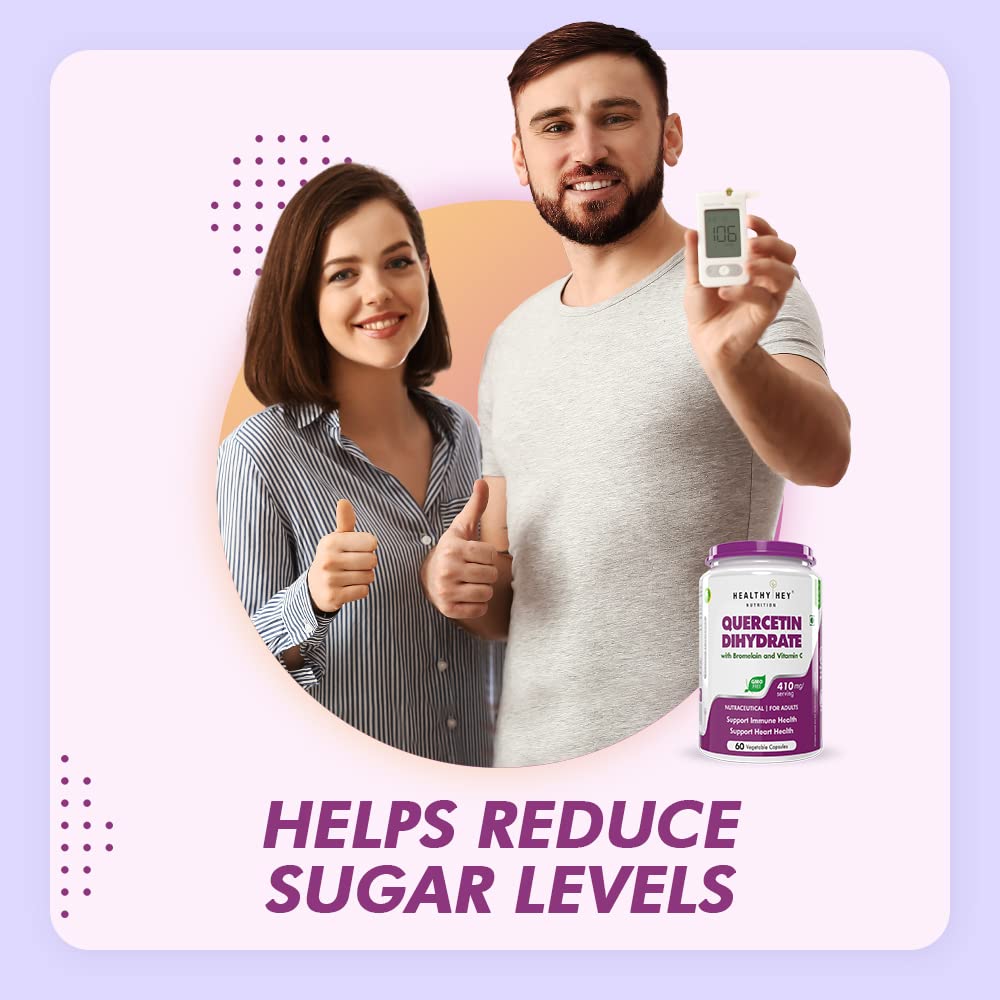 HealthyHey Nutrition Quercetin Dihydrate with Bromelain and Vitamin C - 410 mg per serving - 60 Vegetable Capsules