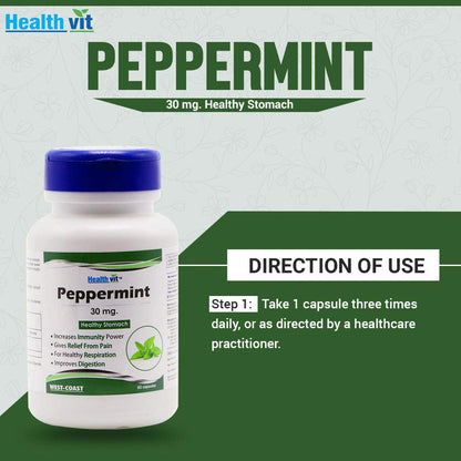 Healthvit Peppermint 30mg Healthy Stomach 60 Capsules