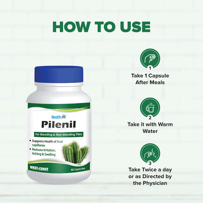 Healthvit Pilenil for Bleeding and Non-bleeding Piles - 60 Capsules