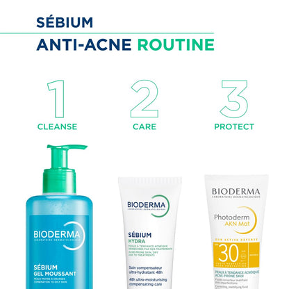 Bioderma Sebium Gel Moussant Purifying Cleansing Foaming Gel Combination To Oily Skin, 400ml