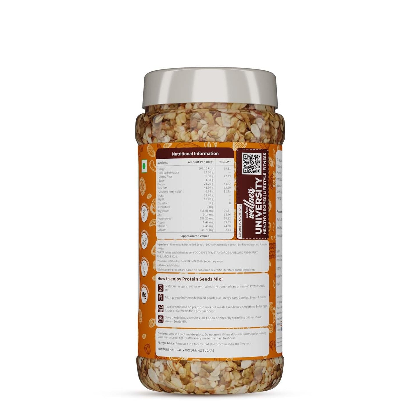 Neuherbs 3-in-1 Raw & Unroasted Protein Seeds Mix 200gm | Diet Snacks | Super Seeds Mix For Eating | Healthy Food For Weight Management