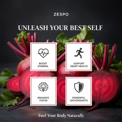 Zespo Organic Beet Root Capsules 1000mg â€“ Supports Heart Health, Blood Pressure, Energy, Antioxidant & Stamina â€“ Vegan, Non-GMO | 90 Capsules