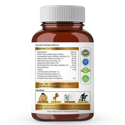The Body Reserve Shilajit Gold Capsules For Men Himalayan Shilajeet With 24 Carat Gold, Gokshura, Ashwagandha, Kali Musli & Other Herbs For Stamina, Muscle Growth & Energy Ayurvedic 60 Veg Capsules