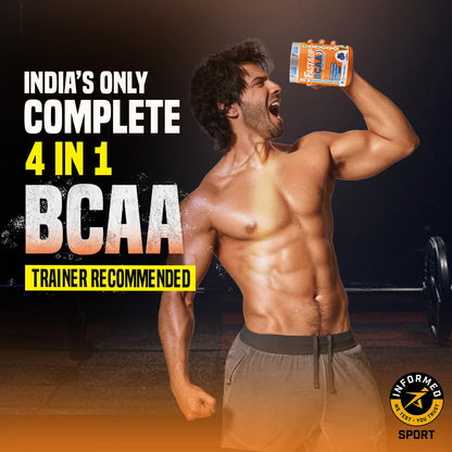 FAST&UP BCAA Orange Flavour Advanced BCAA Supplement with Glutamine, Citrulline, L-Arginine & Taurine - Pre/Post Workout & Intra Workout Supplement Powder for Adults(450gm, 30 Servings)