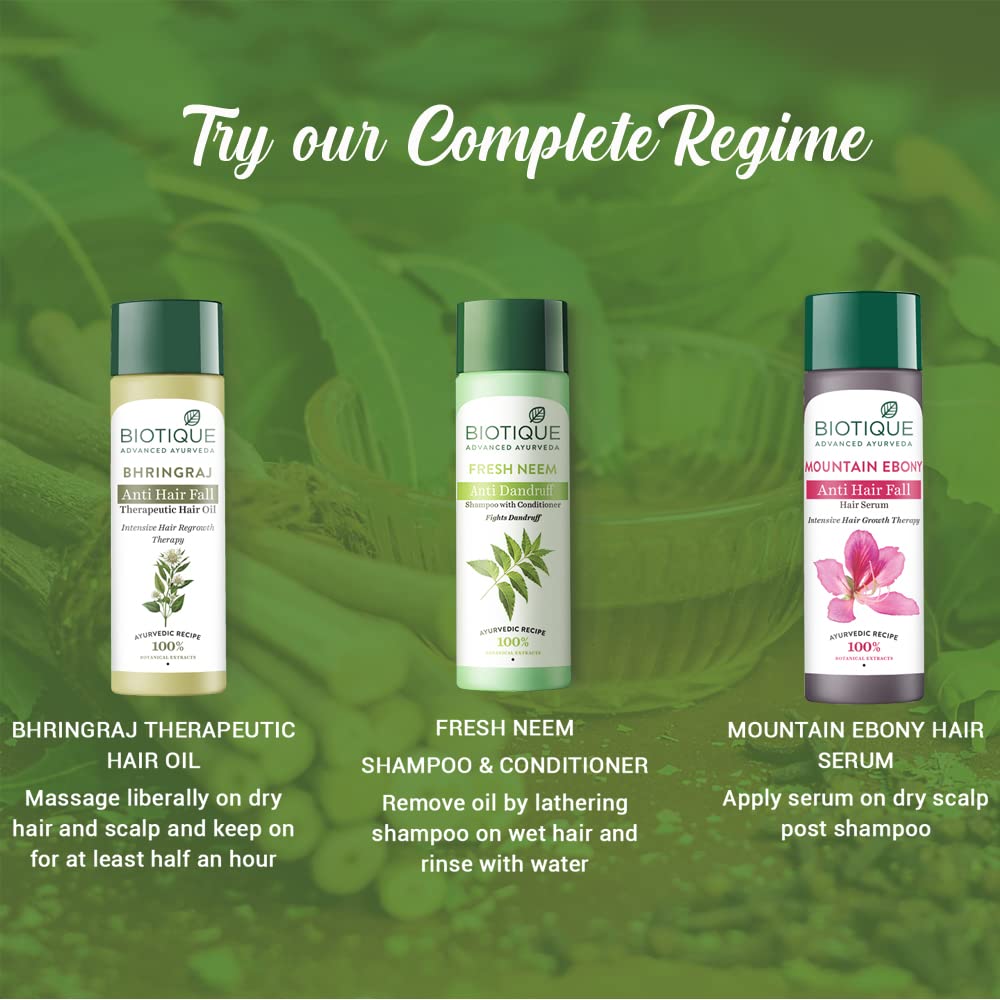 Biotique Fresh Neem Anti Dandruff Shampoo and Conditioner | Controls Dandruff | Eliminates Dryness, Flaking, and Itching | Hair Looks Fresh and Lustrous |Suitable for All Skin Types | 120ml
