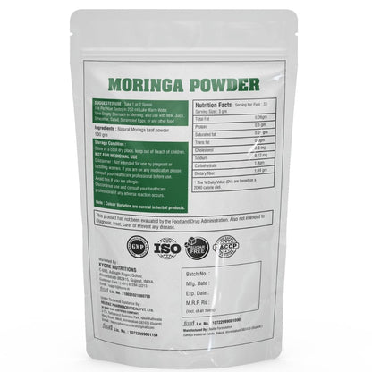 Nutritions Moringa Powder for Weight Loss - 100 Gm | Drumstick Leaf Powder | Natural Multi-vitamin | Anti-Oxidant | Good for Hair & Skin | Pack of 1