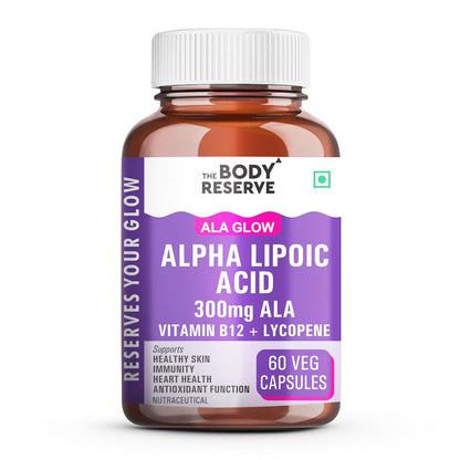 The Body Reserve Alpha Lipoic Acid 300mg with Lycopene & Vitamin B12 | Nerve Health, Energy, Antioxidant & Healthy Blood Sugar Support | Vegan, Non-GMO, 60 Tablets