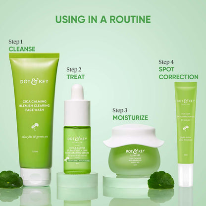 Dot & Key Cica Clear Spot Correction Gel for Active Acne | Soothing, Lightweight & Non Drying | Reduces Active Acne & Redness | Fades Acne Scars & Dark Spots | For Oily, Acne Prone Skin | For Women & Men | 20ml