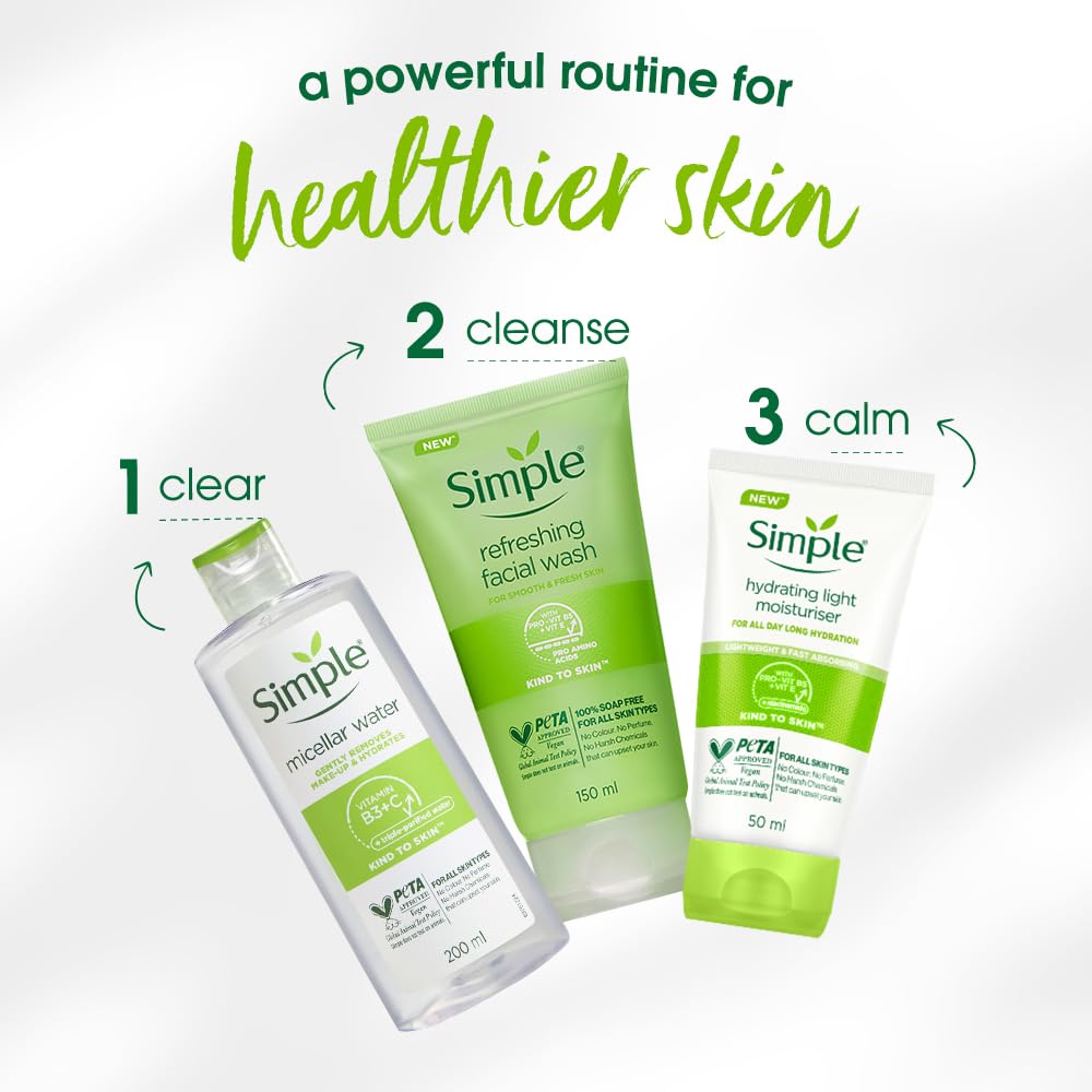 Simple Hydrating Light Moisturiser, 50ml | 12hr Hydration | With Niacinamide, Pro-Vitamin B5, Glycerin & Borage Seed Oil | Lightweight, Non-Greasy Formula | For Soft, Smooth Skin