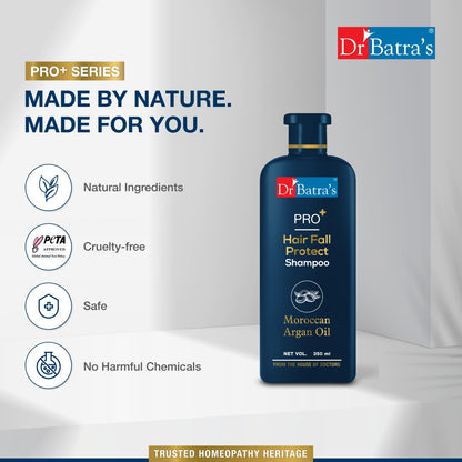 Dr Batra's PRO+ Hair Fall Protect Shampoo-350 ml | Sulphate Free Moroccan Argan Oil Shampoo for Men & Women