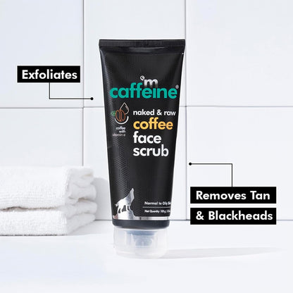 mCaffeine Coffee Tan Removal Face Scrub (100gm) | Exfoliate Scrub | Blackhead Remover, Whitehead Remover, Dead Skin Remover, Detan Pack | Caffeine & Walnut Scrub for Face | Face Scrub For Women & Men