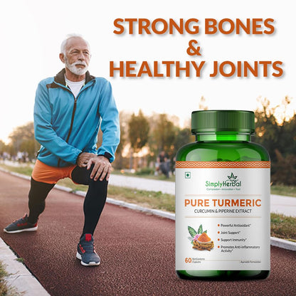 Simply Herbal 800 MG Turmeric Curcumin & Piperine Extract Capsules for Immunity | Immunity Boosters Capsule for Adults | Good for Skin & Joint Pains | Natural and Pure Curcuminoids Capsule, Pack of 1