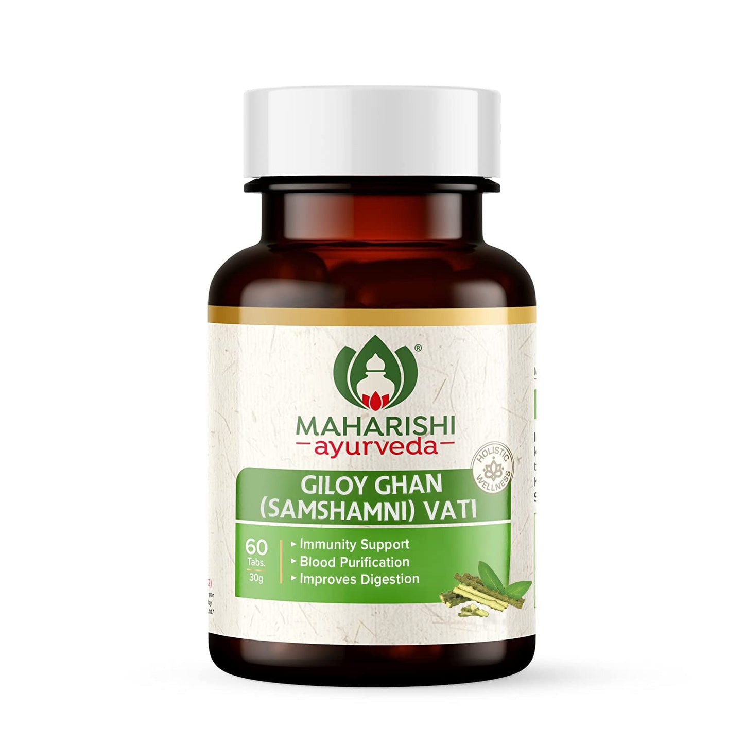 Maharishi Ayurveda Giloy Ghan Vati - 100% Natural Immunity Boosting Tablets | Enhances Strength & Stamina | Fights Fatigue | Detoxifies The Body, 60 Tablets