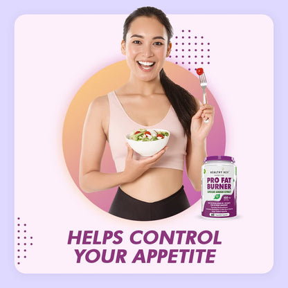 HealthyHey Nutrition Thermogenic Fat Burner - Weight Loss Supplement, Appetite Suppressant, & Energy Booster - Premium Fat Burning with Capsicum Extract - 60 Natural Veggie Diet Pills
