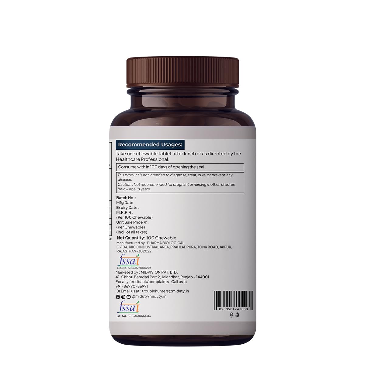 Miduty Palak Notes Vitamin B12 Supplement with Methylcobalamin - Folate - Vitamins B6 - Chewable Tablets - 60 Chewables - Vitamin B 12 - Vitamin Tablets for Optimal Health Men & Women