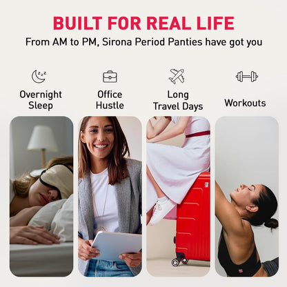 Sirona Disposable Period Panty for Girls & Women |S-M | Pack of 5 | 360Â° Coverage for Stress Free Periods | Leakage Protection for Heavy Flow | Rash Free | Super Absorbent with Comfortable Fit