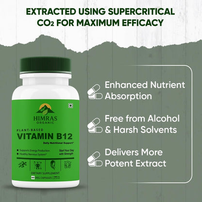 Plant-Based Vitamin B12 1000mcg Natural Energy & Immunity Booster 60 Veg Capsules for Men & Women Dietary Supplement (1)