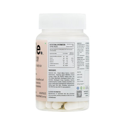 Be. Glossy Hair Supplements for Women | Biotin Tablets for Hair Growth & Nail Strength with Hyaluronic Acid, Vitamin E, Vitamin B12 Tablets & L-Cysteine | Hair & Nail Vitamins | 30 Day Supply | 60 Capsules