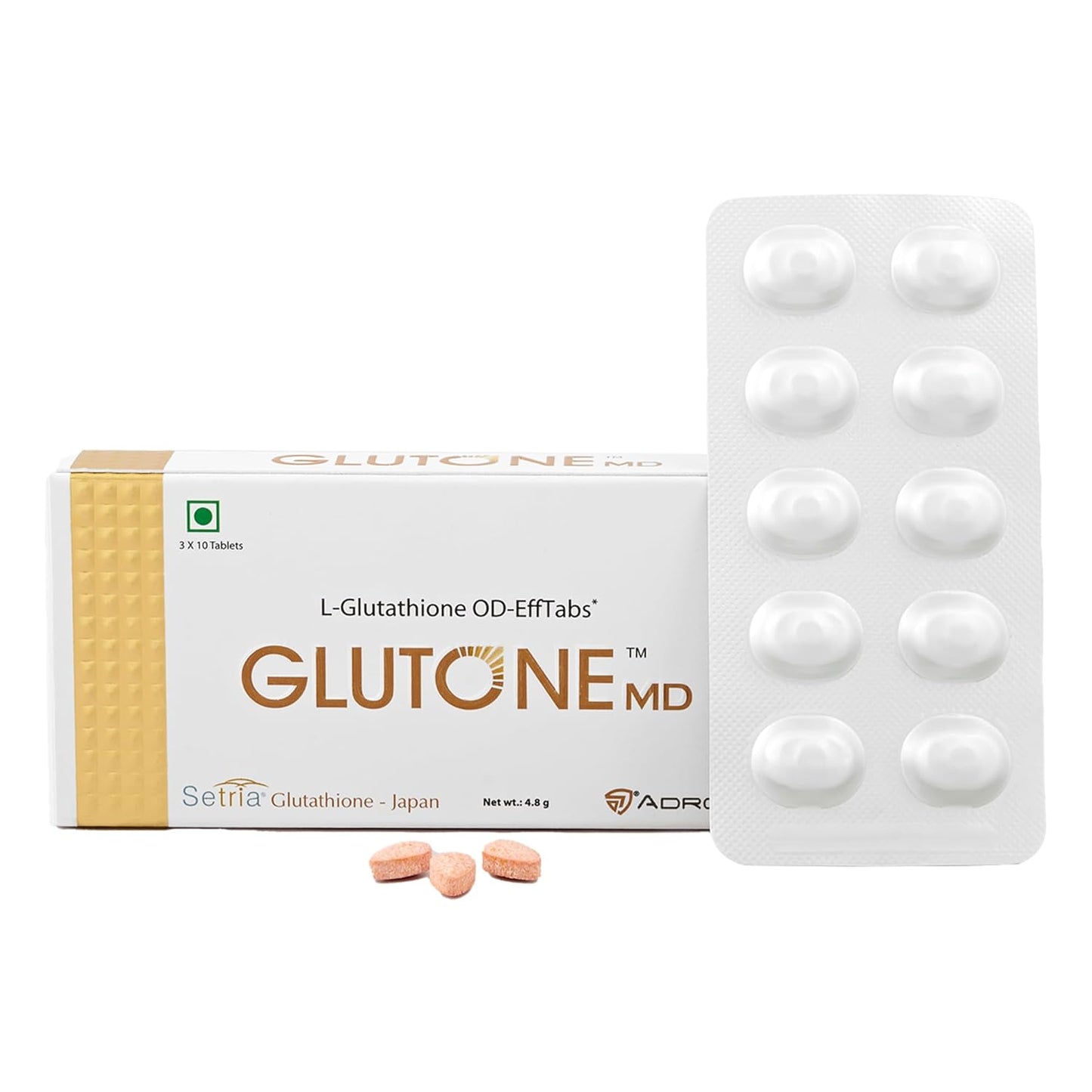 Glutone MD â€“ Glutathione Mouth-Dissolving Tablets| Made with Setria L-Glutathione (Japan) 100mg| Radiant Glow & Even Skin Tone| Pack of 30 Tablets (Orange)