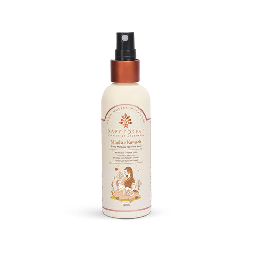 Baby Forest Mashak Kawach Mosquito Repellent Spray for Babies | with Lemongrass, Cedarwood & Lavender Oil | Natural Insect Repellent for Kids | Derma Safe, Cruelty-Free, Vegan | 100ml Pack of 1