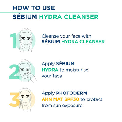 Bioderma Sebium Hydra Cleanser with Glycerin | Friction-Less Cleansing | 24H Comfort and Hydration | Acne Prone Sensitive Skin, 200 ml