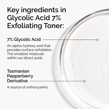 The Ordinary Glycolic Acid 7% Exfoliating Toner, Brightening and Smoothing Daily Toner for More Even-Looking Skin Tone, 100ml
